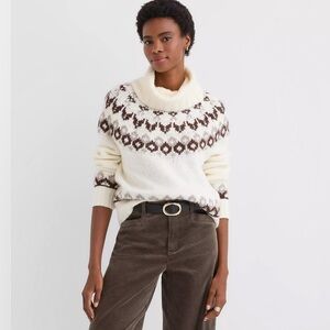 NWT LOFT Fair Isle Cowl Neck Sweater S